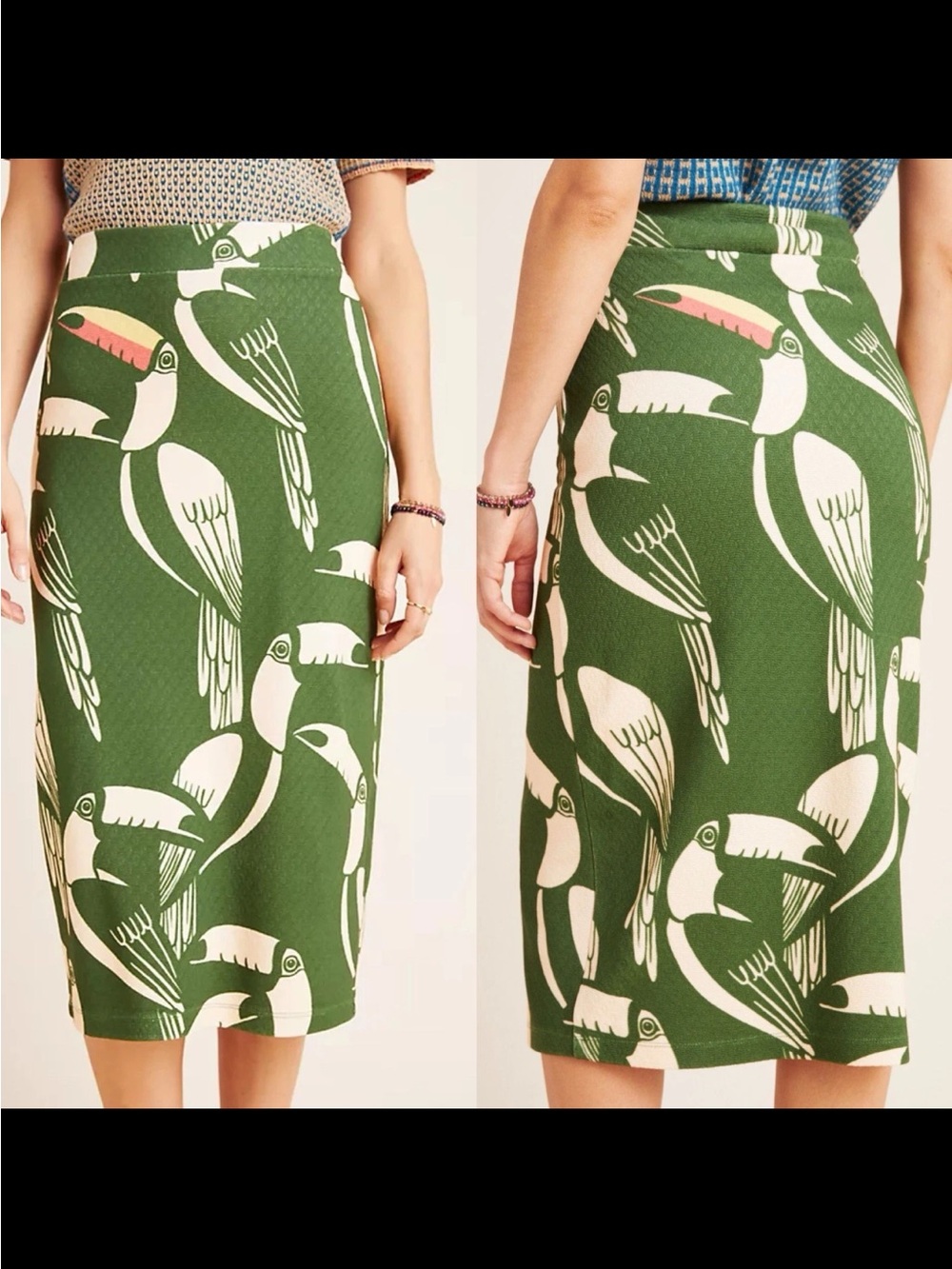 Farm Rio Anthropologie Toucans Pencil Skirt Size Small